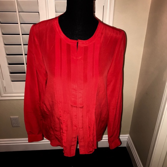 Greylin Tops - NWOT Red silk blouse with hidden buttons Gorgeous